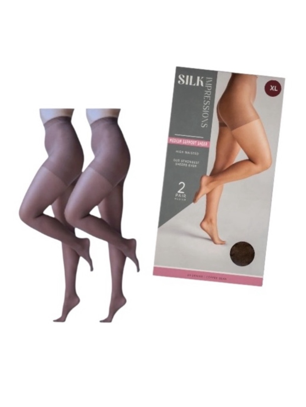 Silk Impressions Medium Support Sheer 30 Denier Coffee Bean Pantyhose